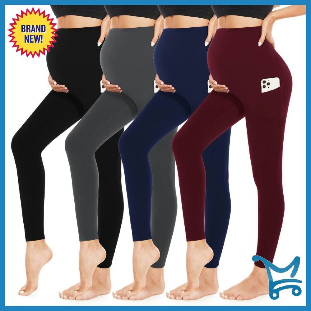 Maternity Leggings with Pockets Over Belly Butt Lift Workout Yoga Pants